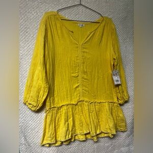 Womens Kensie Tunic Blouse Tiered Ruffle 100% Cotton MED NWT
